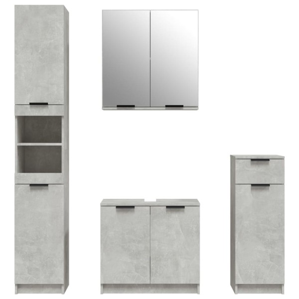 Set muebles de baño 4 piezas madera contrachapada gris hormigón