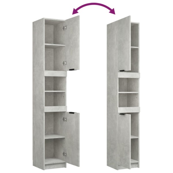 Set muebles de baño 4 piezas madera contrachapada gris hormigón