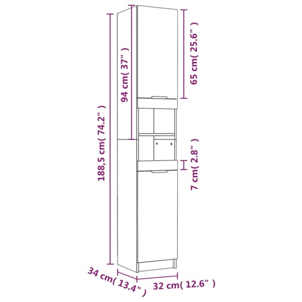 Set muebles de baño 4 piezas madera contrachapada gris hormigón