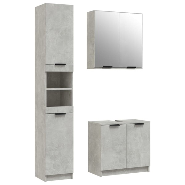 Set de muebles baño 3 pzas madera contrachapada gris hormigón