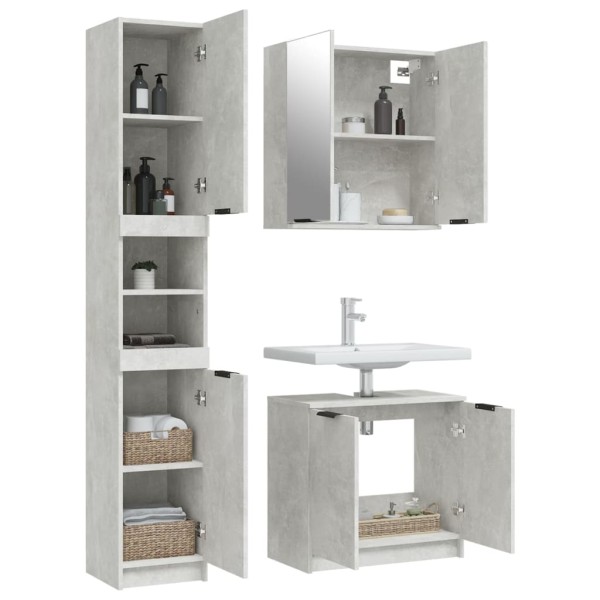 Set de muebles baño 3 pzas madera contrachapada gris hormigón