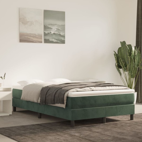 Estructura de cama box spring terciopelo verde oscuro 120x200cm