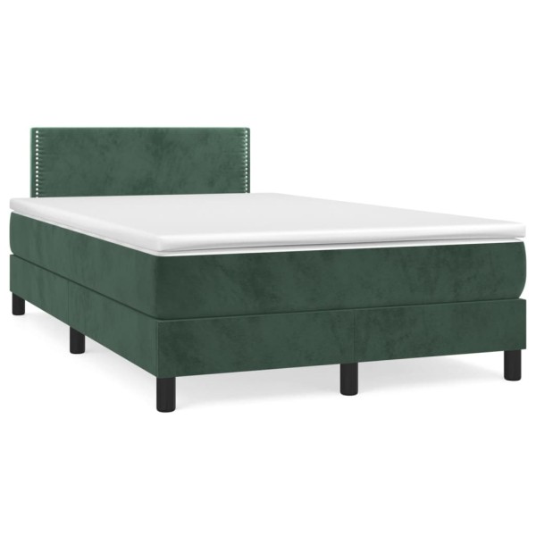 Cama box spring con colchón terciopelo verde oscuro 120x200 cm