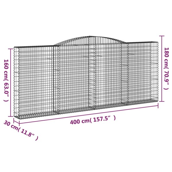 Cestas gaviones 5 uds forma de arco hierro 400x30x160/180 cm