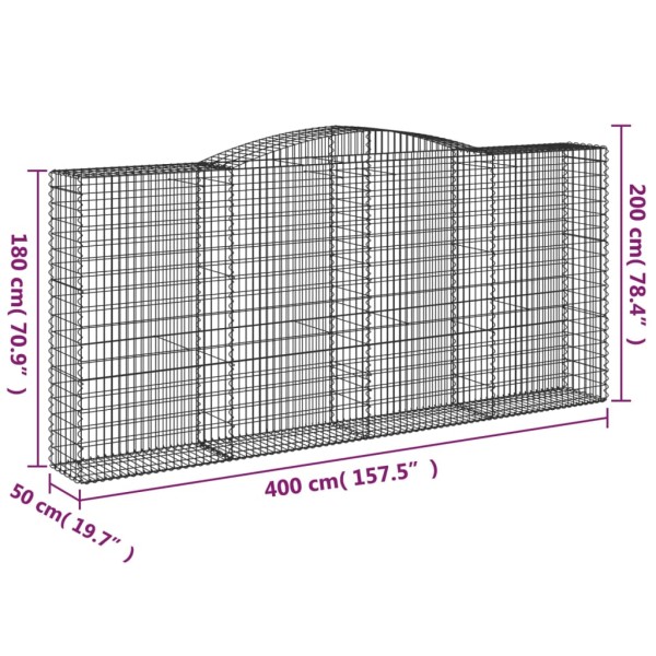 Cestas de gaviones 8 uds forma de arco hierro 400x50x180/200 cm