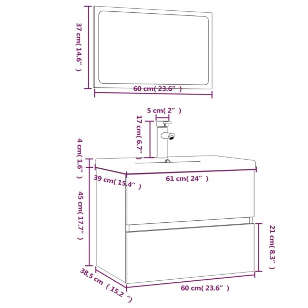 Set de muebles de baño madera contrachapada color roble ahumado