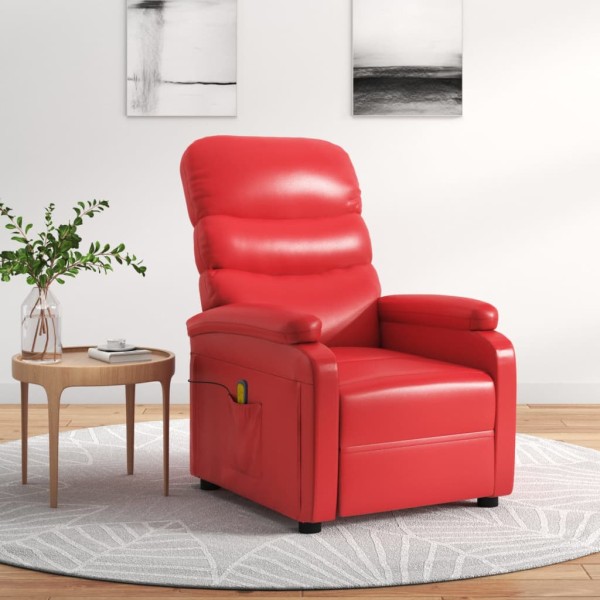 Sillón de masaje de cuero sintético rojo