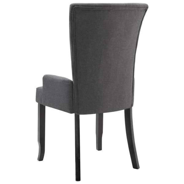 Silla de comedor con reposabrazos de tela gris oscuro