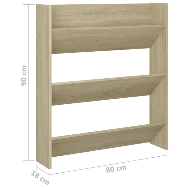 Zapatero de pared madera contrachapada roble Sonoma 80x18x90 cm