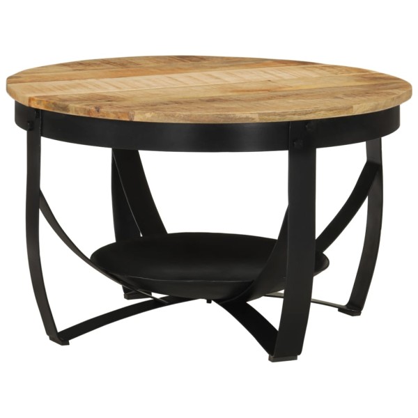 Mesa de centro hierro y madera maciza de mango Ø68x43 cm