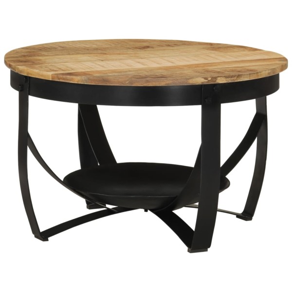 Mesa de centro hierro y madera maciza de mango Ø68x43 cm