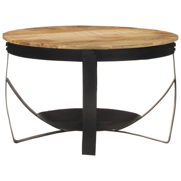 Mesa de centro hierro y madera maciza de mango Ø68x43 cm