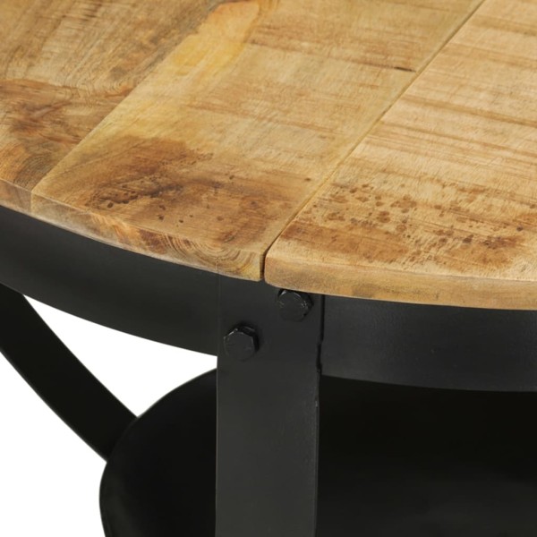 Mesa de centro hierro y madera maciza de mango Ø68x43 cm