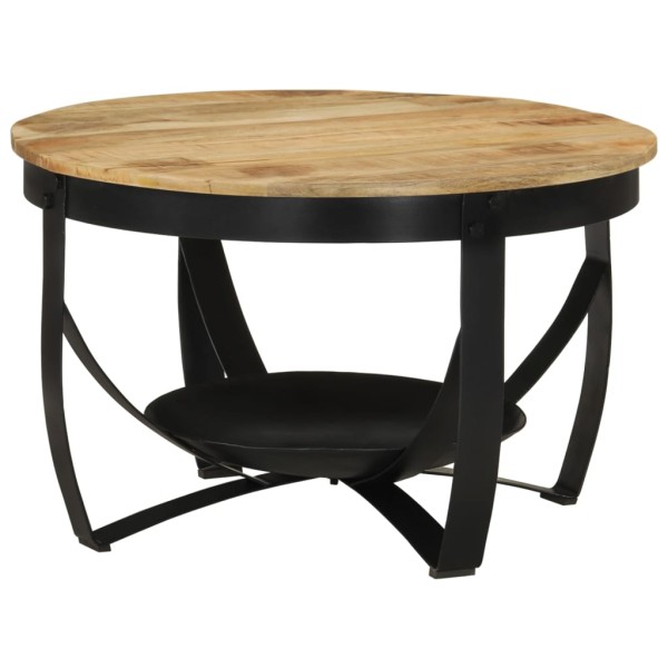 Mesa de centro hierro y madera maciza de mango Ø68x43 cm