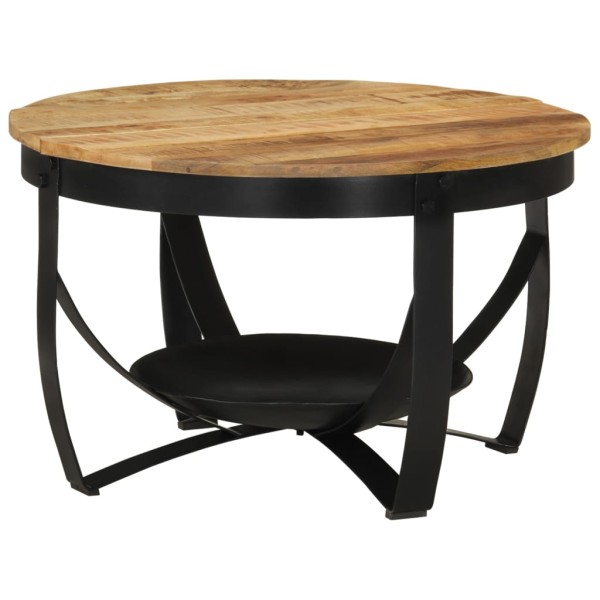 Mesa de centro hierro y madera maciza de mango Ø68x43 cm