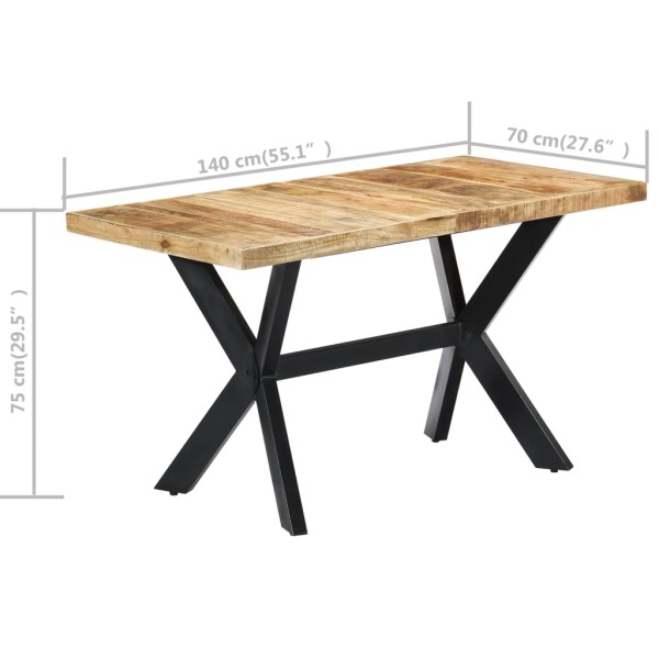 Mesa de comedor madera maciza de mango en bruto 140x70x75 cm