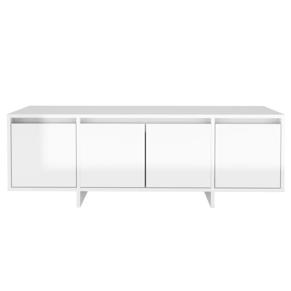 Mueble de TV madera contrachapada blanco brillo 120x30x40,5 cm