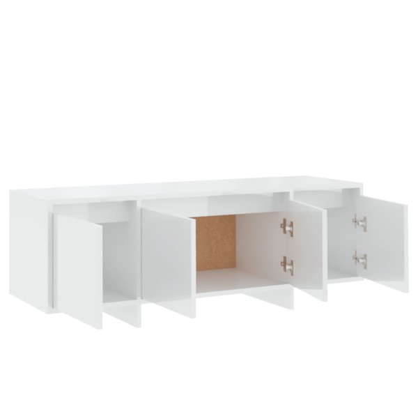 Mueble de TV madera contrachapada blanco brillo 120x30x40,5 cm