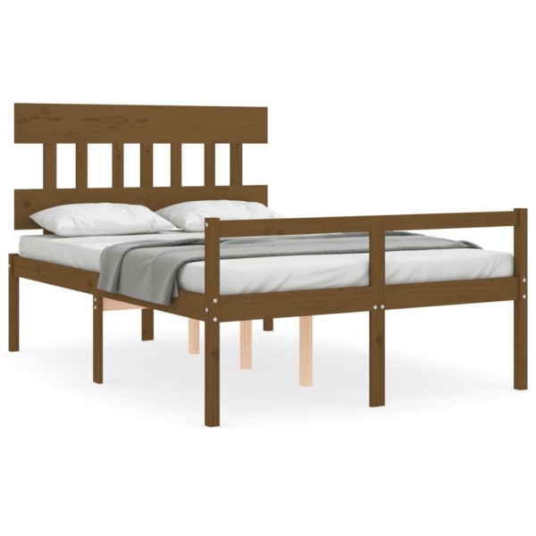 Cama para personas mayores cabecero madera maciza marrón miel