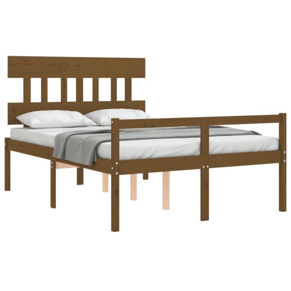 Cama para personas mayores cabecero madera maciza marrón miel