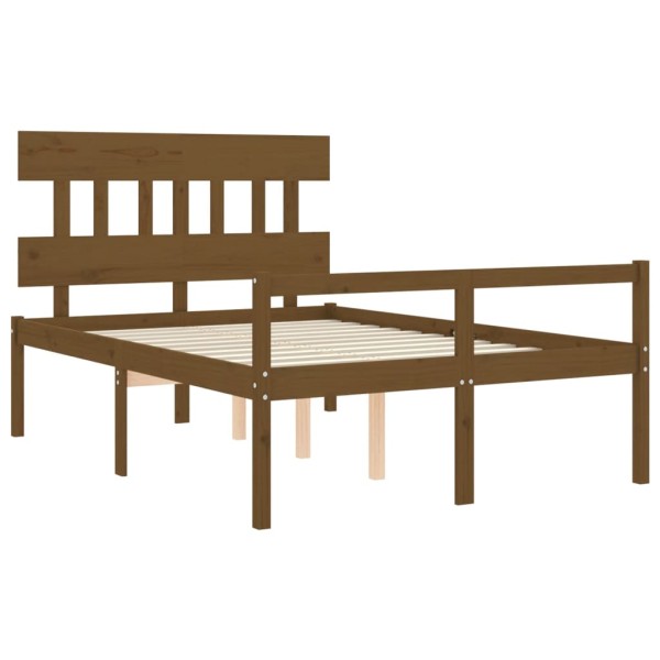 Cama para personas mayores cabecero madera maciza marrón miel