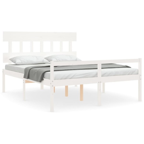 Cama personas mayores cabecero madera maciza blanco 160x200 cm