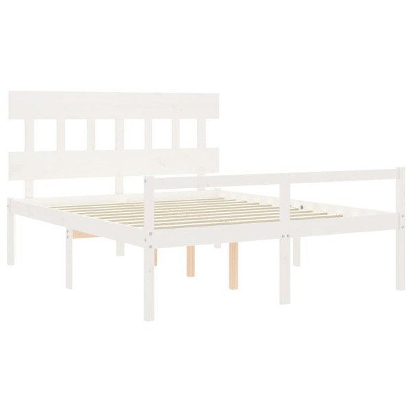 Cama personas mayores cabecero madera maciza blanco 160x200 cm