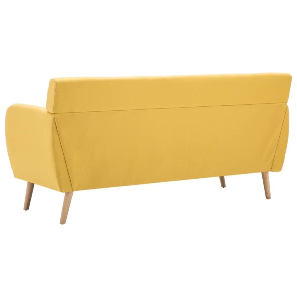 Sofá de 3 plazas tapizado de tela amarillo 172x70x82 cm