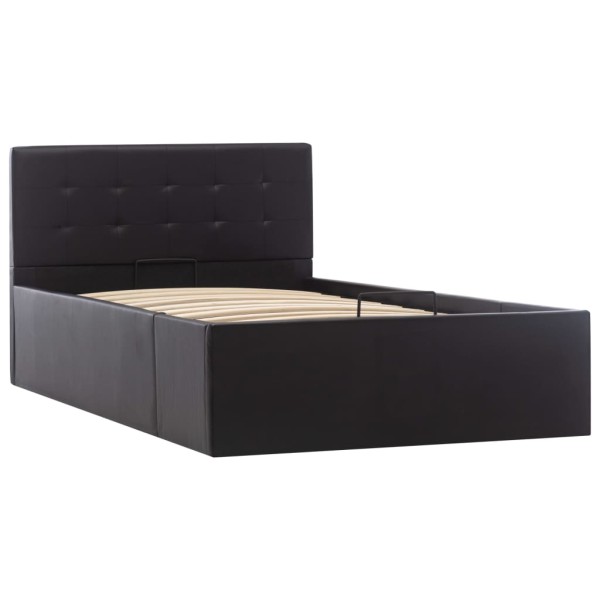 Cama canapé hidráulica cuero sintético negro 100x200 cm