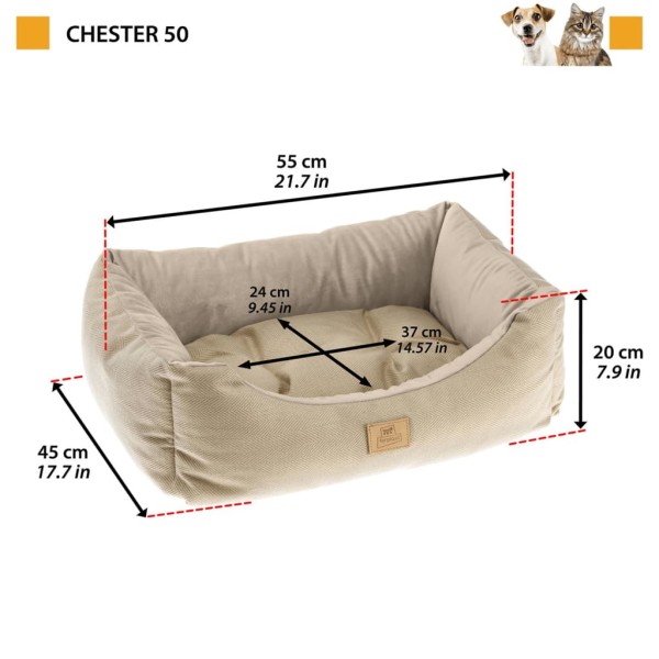 Ferplast Cama para perros y gatos Chester 50 beige