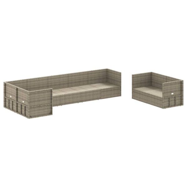 Set de muebles de jardín 8 pzas y cojines ratán sintético gris