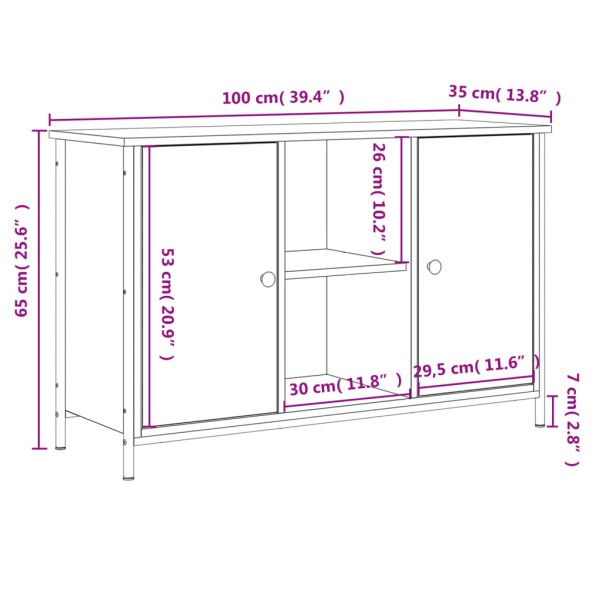 Mueble de TV madera de ingeniería roble Sonoma 100x35x65 cm