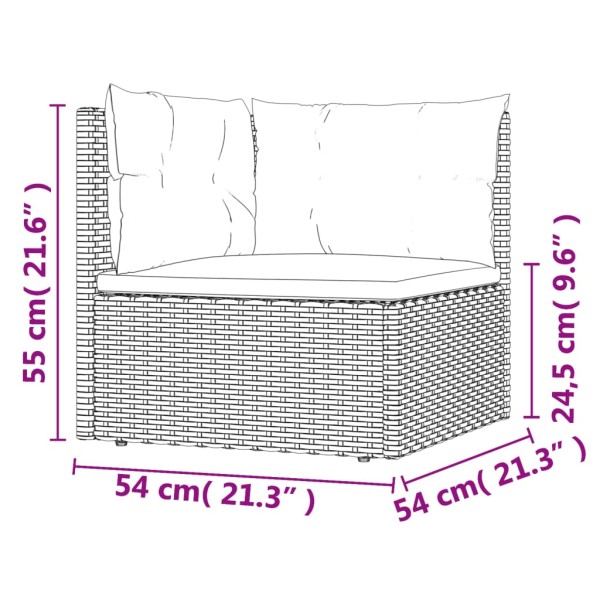 Set de muebles de jardín 8 pzas y cojines ratán sintético gris