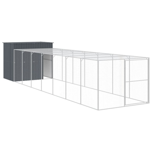 Caseta perros con corral acero galvanizado gris 214x865x181 cm