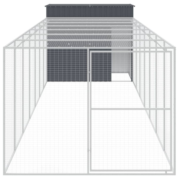 Caseta perros con corral acero galvanizado gris 214x865x181 cm