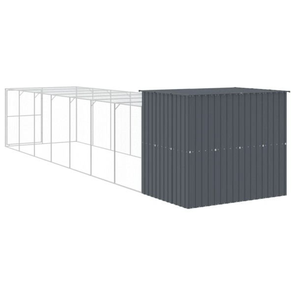 Caseta perros con corral acero galvanizado gris 214x865x181 cm