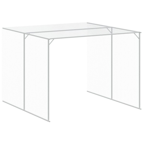 Caseta perros con corral acero galvanizado gris 214x865x181 cm