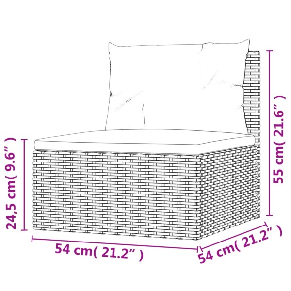 Set de muebles de jardín 8 pzas y cojines ratán sintético gris