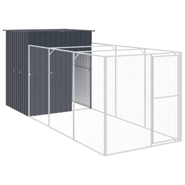 Caseta de perros con corral acero galvanizado 165x455x181 cm