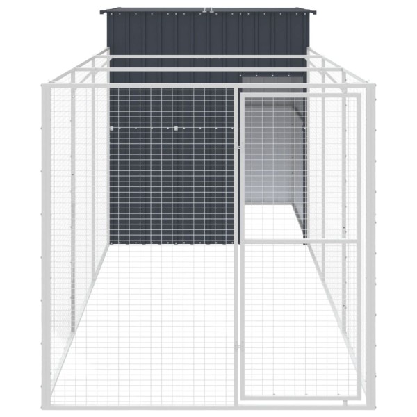 Caseta de perros con corral acero galvanizado 165x455x181 cm