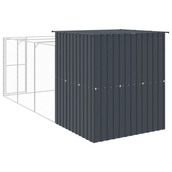 Caseta de perros con corral acero galvanizado 165x455x181 cm