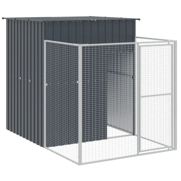 Caseta de perros con corral acero galvanizado 165x455x181 cm