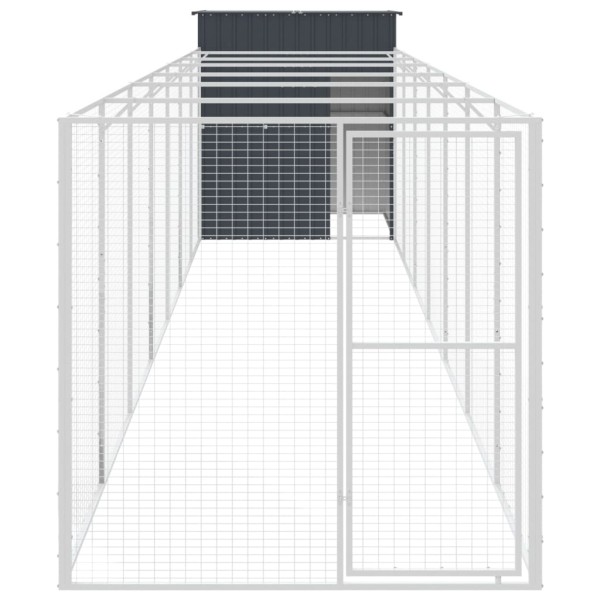 Caseta perros con corral acero galvanizado gris 165x863x181 cm