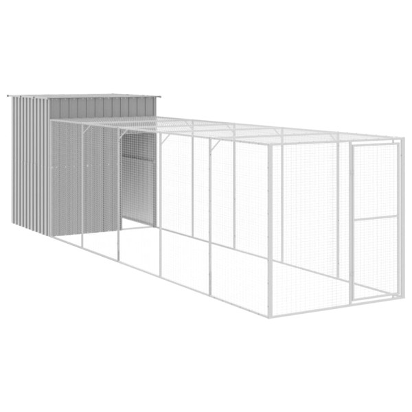 Gallinero con corral acero galvanizado gris claro 165x659x181cm