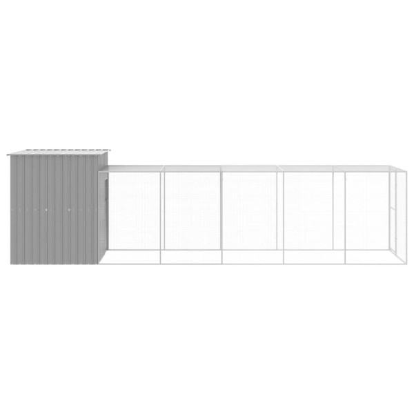 Gallinero con corral acero galvanizado gris claro 165x659x181cm