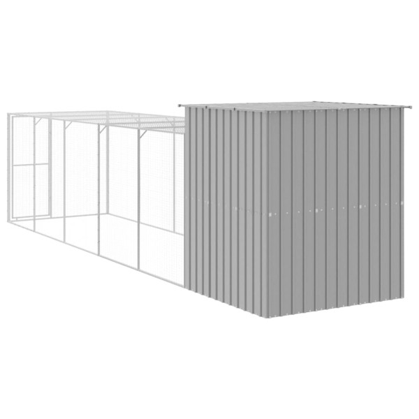 Gallinero con corral acero galvanizado gris claro 165x659x181cm