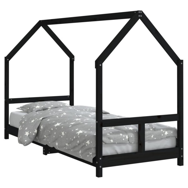 Estructura de cama para niños madera de pino negro 80x200 cm