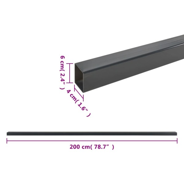 Postes de valla de jardín 10 uds acero gris 200 cm