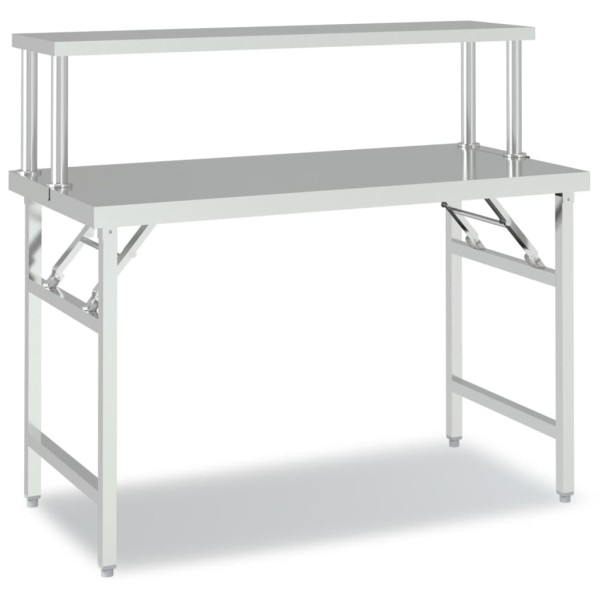 Mesa de trabajo para cocina con estante acero inox 120x60x115cm