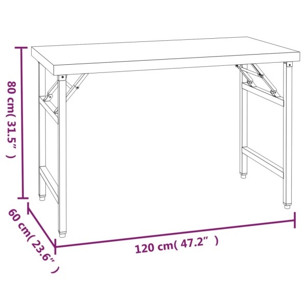 Mesa de trabajo para cocina con estante acero inox 120x60x115cm